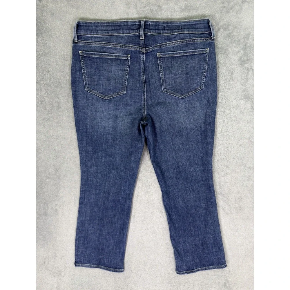 NYDJ Jeans Womens 12 Blue Medium Wash Marilyn Straight‎ High Rise Lift Tuck